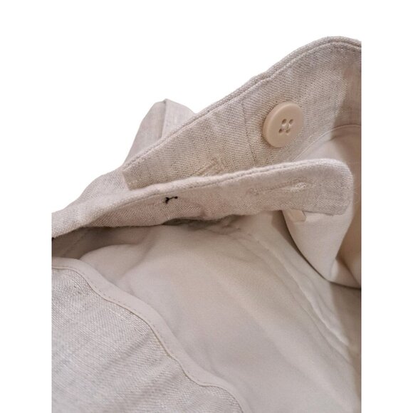 Talbots Linen Blend Cropped Pants Size 4P Beige Neutral Pull On Stretch - Picture 3 of 16
